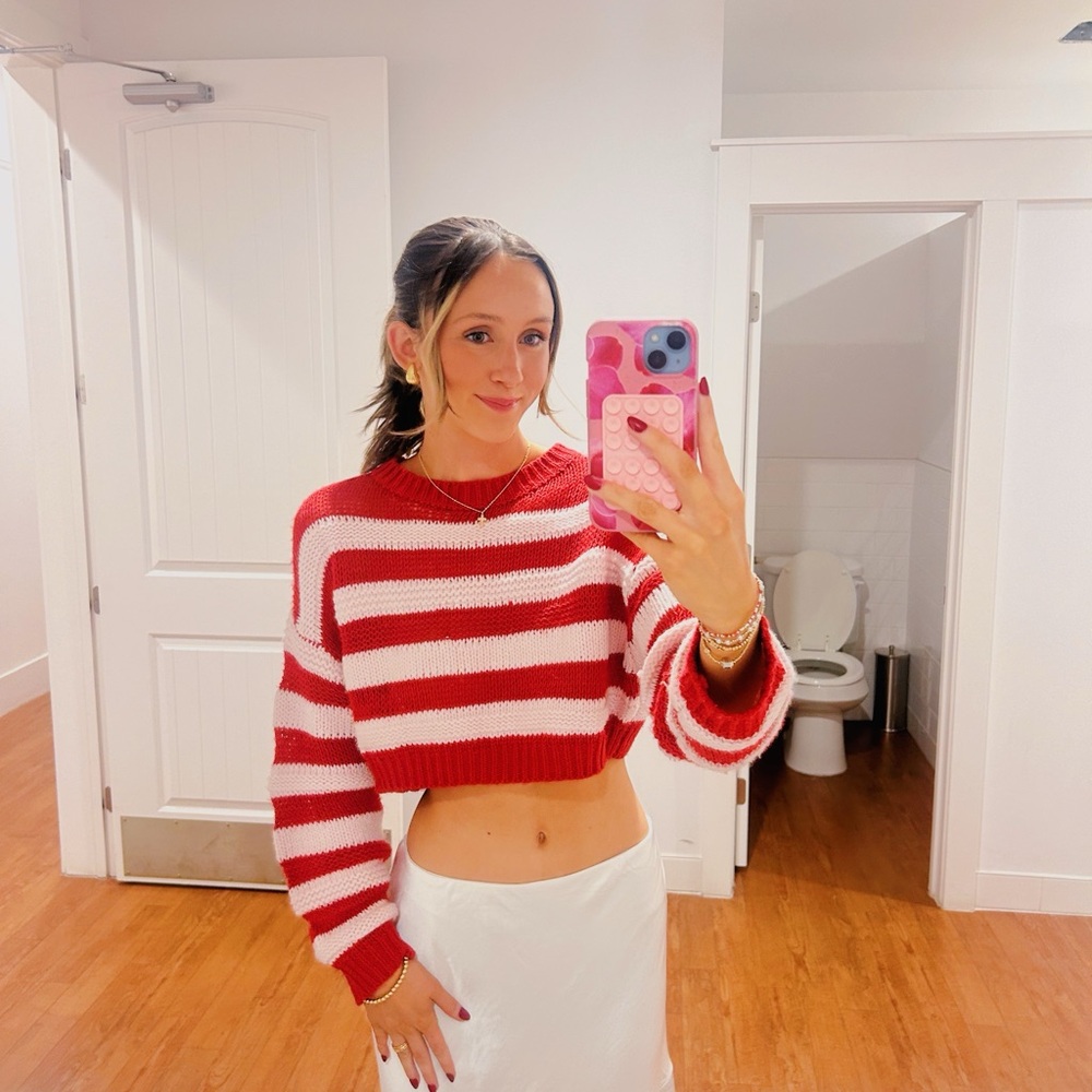 Edikted Red and White Striped Sweater